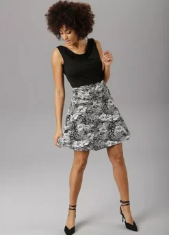 Aniston Floral Print Slight A-Line Skirt -Garmonic Sales Store Aniston Floral Print Slight A Line Skirt97687308FRSP W03