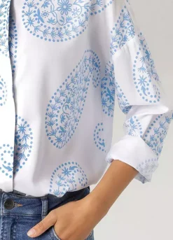 Aniston Longline Paisley Button Blouse -Garmonic Sales Store Aniston Longline Paisley Button Blouse20894941FRSP W03