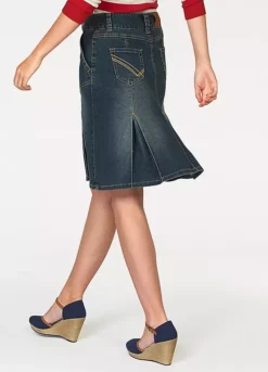 Aniston Pleated Used Wash Denim Skirt -Garmonic Sales Store Aniston Pleated Used Wash Denim Skirt511615FRSP W01