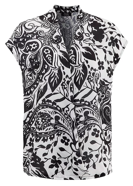 Aniston Printed Cap Sleeve Wrap Blouse 2 Aniston Printed Cap Sleeve Wrap Blouse - Image 2