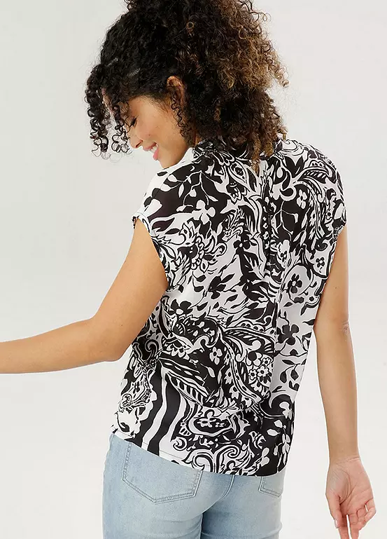 Aniston Printed Cap Sleeve Wrap Blouse 3 Aniston Printed Cap Sleeve Wrap Blouse - Image 3