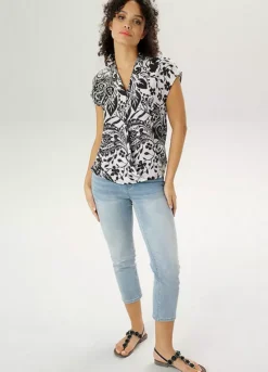 Aniston Printed Cap Sleeve Wrap Blouse 11 Aniston Printed Cap Sleeve Wrap Blouse -Garmonic Sales Store Aniston Printed Cap Sleeve Wrap Blouse99003422FRSP W04