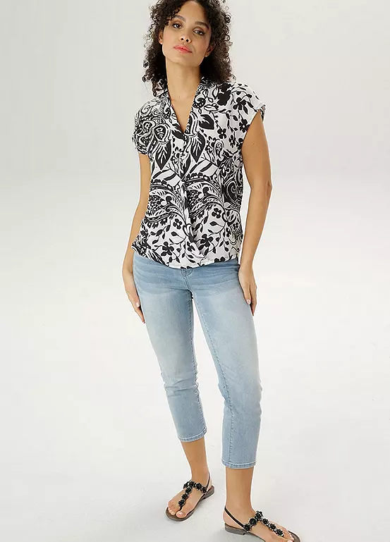 Aniston Printed Cap Sleeve Wrap Blouse 6 Aniston Printed Cap Sleeve Wrap Blouse - Image 6