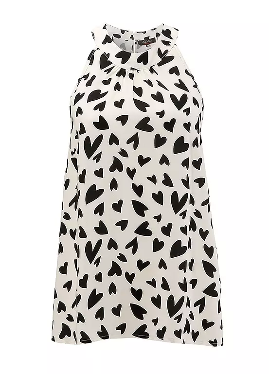 Aniston Sleeveless Heart Print Blouse 2 Aniston Sleeveless Heart Print Blouse - Image 2