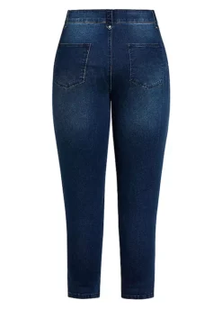 Avenue Crop Exposed Button Jeans - Dark Wash -Garmonic Sales Store Avenue Crop Exposed Button Jeans Dark Wash56W463FRSC W01
