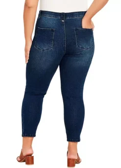 Avenue Crop Exposed Button Jeans - Dark Wash -Garmonic Sales Store Avenue Crop Exposed Button Jeans Dark Wash56W463FRSP W01