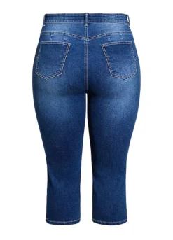 Avenue Slit Denim Capri - Medium Wash -Garmonic Sales Store Avenue Slit Denim Capri Medium Wash56W605FRSC W01