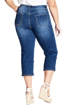 Avenue Slit Denim Capri - Medium Wash -Garmonic Sales Store Avenue Slit Denim Capri Medium Wash56W605FRSP W01