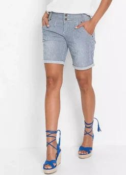 Bonprix Striped Denim Shorts