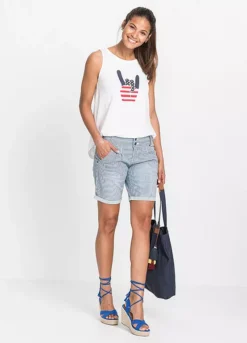 Bonprix Striped Denim Shorts -Garmonic Sales Store Bonprix Striped Denim Shorts935293FRSP W04