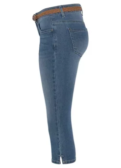 DELMAO Belted Slim Leg Capri Jeans -Garmonic Sales Store DELMAO Belted Slim Leg Capri Jeans62351748FRSC W02