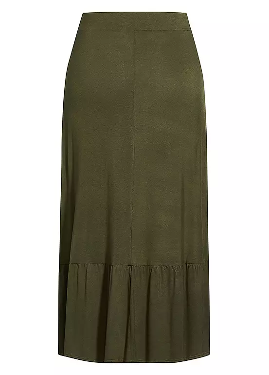 Evans Plain Jersey Skirt - Khaki 5 Evans Plain Jersey Skirt - Khaki - Image 5