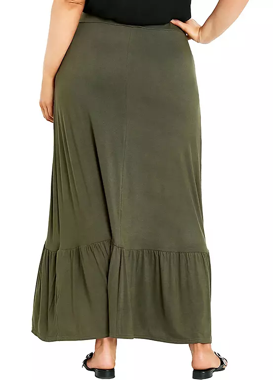 Evans Plain Jersey Skirt - Khaki 3 Evans Plain Jersey Skirt - Khaki - Image 3