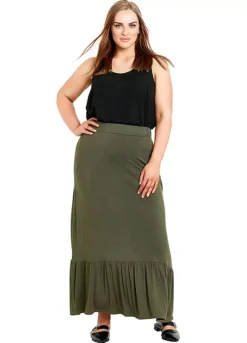 Evans Plain Jersey Skirt - Khaki 8 Evans Plain Jersey Skirt - Khaki -Garmonic Sales Store Evans Plain Jersey Skirt Khaki73G168FRSP W02