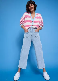 Feel Good Lucy High Waist Wide Leg Pocket Detail Cropped Jeans