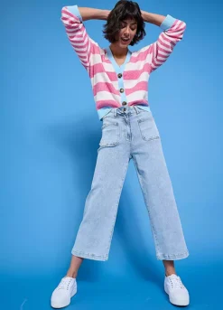 Feel Good Lucy High Waist Wide Leg Pocket Detail Cropped Jeans -Garmonic Sales Store Feel Good Lucy High Waist Wide Leg Pocket Detail Cropped Jeans33D265FRSP W01