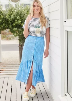 Freestyle Lexi Frill Hem Button Through Spot Skirt -Garmonic Sales Store Freestyle Lexi Frill Hem Button Through Spot Skirt46K574FRSP W01