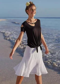 Heine Elasticated Waist Skirt -Garmonic Sales Store Heine Elasticated Waist SkirtG26383FRSL