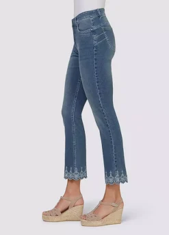 Heine Embroidered Hem Push-Up Jeans -Garmonic Sales Store Heine Embroidered Hem Push Up JeansD74156FRSP W02