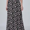 Izabel London Multi Black Ditsy Floral Ankle Length Skirt