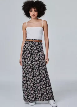 Izabel London Multi Black Ditsy Floral Ankle Length Skirt -Garmonic Sales Store Izabel London Multi Black Ditsy Floral Ankle Length Skirt56S994FRSP W02