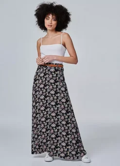 Izabel London Multi Black Ditsy Floral Ankle Length Skirt -Garmonic Sales Store Izabel London Multi Black Ditsy Floral Ankle Length Skirt56S994FRSP W03