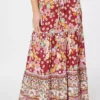 Izabel London Pink Floral Border Print Maxi Skirt