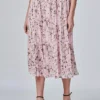 Izabel London Pink Floral High Waist Pleated Skirt