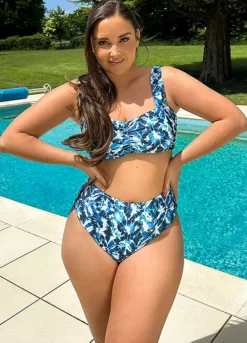Jac Jossa Blue Abstract Print High Waisted Bikini Bottoms