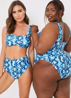 Jac Jossa Blue Abstract Print High Waisted Bikini Bottoms -Garmonic Sales Store Jac Jossa Blue Abstract Print High Waisted Bikini Bottoms86G676FRSP W05