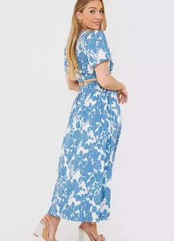 Jac Jossa Blue Floral Print Midi Skirt -Garmonic Sales Store Jac Jossa Blue Floral Print Midi Skirt60D174FRSP W04