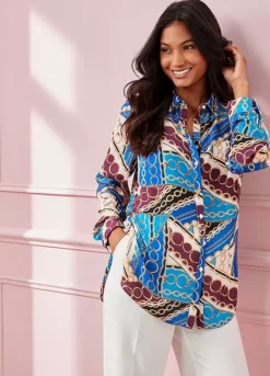 Kaleidoscope Multi Chain Print Shirt -Garmonic Sales Store Kaleidoscope Multi Chain Print Shirt13T447FRSP W04