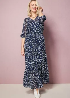 Kaleidoscope Navy Wave Print Co-ord Skirt -Garmonic Sales Store Kaleidoscope Navy Wave Print Co ord Skirt70G254FRSP W01