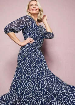 Kaleidoscope Navy Wave Print Co-ord Skirt -Garmonic Sales Store Kaleidoscope Navy Wave Print Co ord Skirt70G254FRSP W02