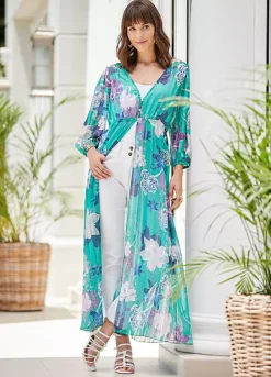 Kaleidoscope Print Longline Kaftan Top