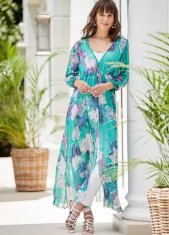 Kaleidoscope Print Longline Kaftan Top -Garmonic Sales Store Kaleidoscope Print Longline Kaftan Top13W575FRSP W01