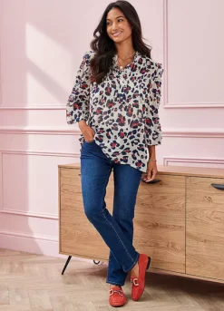 Kaleidoscope Ruffle Pintuck Blouse -Garmonic Sales Store Kaleidoscope Ruffle Pintuck Blouse11B272FRSP W01