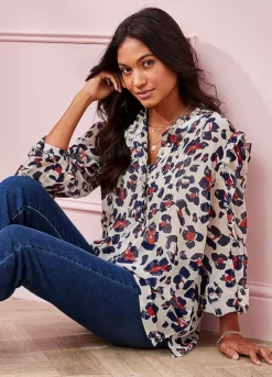 Kaleidoscope Ruffle Pintuck Blouse -Garmonic Sales Store Kaleidoscope Ruffle Pintuck Blouse11B272FRSP W02