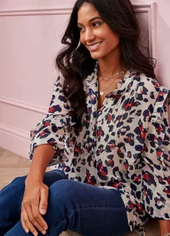 Kaleidoscope Ruffle Pintuck Blouse -Garmonic Sales Store Kaleidoscope Ruffle Pintuck Blouse11B272FRSP W04