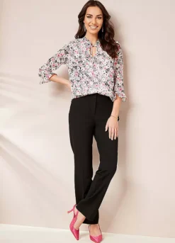 Kaleidoscope Tie Neck Detail Floral Printed Blouse -Garmonic Sales Store Kaleidoscope Tie Neck Detail Floral Printed Blouse15W629FRSP W02