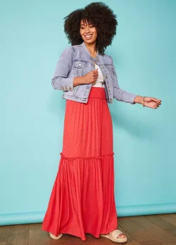 Love Mark Heyes Dobby Crinkle Tiered Maxi Skirt -Garmonic Sales Store Love Mark Heyes Dobby Crinkle Tiered Maxi Skirt31R632FRSP W01