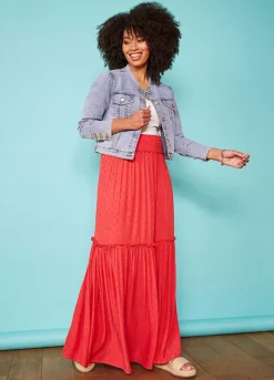 Love Mark Heyes Dobby Crinkle Tiered Maxi Skirt -Garmonic Sales Store Love Mark Heyes Dobby Crinkle Tiered Maxi Skirt31R632FRSP W04