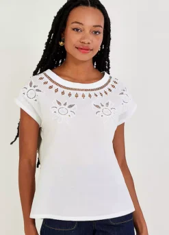Monsoon Floral Cut-Out T-Shirt