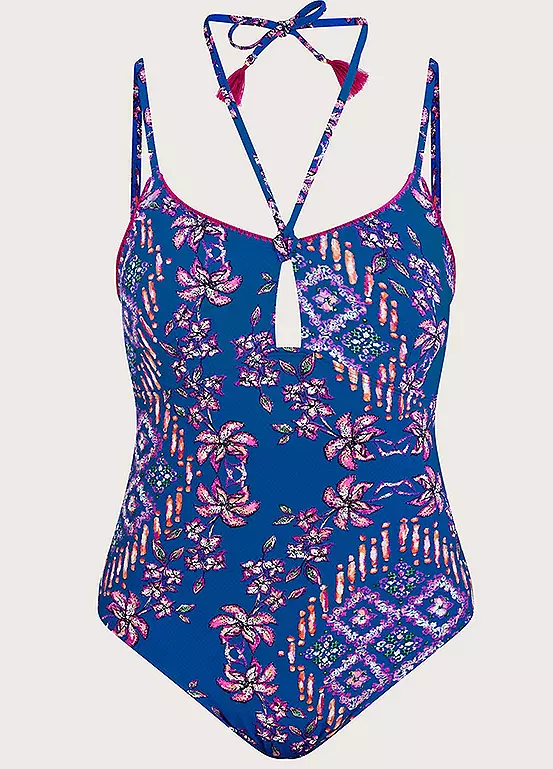 Monsoon Floral Print Strap Multi Strap Swimsuit With Recycled Polyester 2 Monsoon Floral Print Strap Multi Strap Swimsuit With Recycled Polyester - Image 2