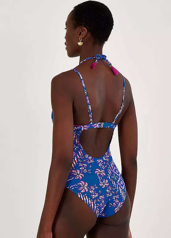 Monsoon Floral Print Strap Multi Strap Swimsuit With Recycled Polyester 3 Monsoon Floral Print Strap Multi Strap Swimsuit With Recycled Polyester - Image 3