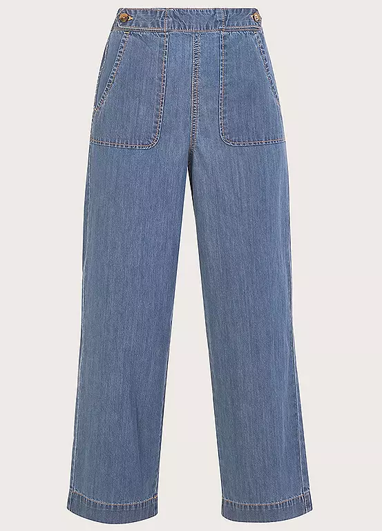 Monsoon Harper Crop Wide Leg Pull On Jeans Short 2 Monsoon Harper Crop Wide Leg Pull On Jeans Short - Image 2