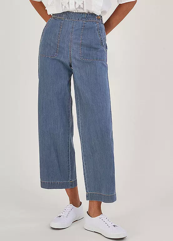 Monsoon Harper Crop Wide Leg Pull On Jeans Short 1 Monsoon Harper Crop Wide Leg Pull On Jeans Short