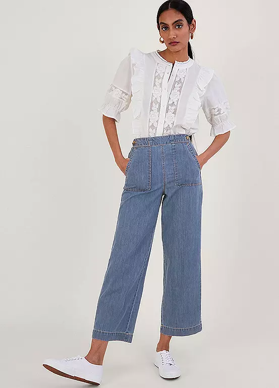 Monsoon Harper Crop Wide Leg Pull On Jeans Short 4 Monsoon Harper Crop Wide Leg Pull On Jeans Short - Image 4