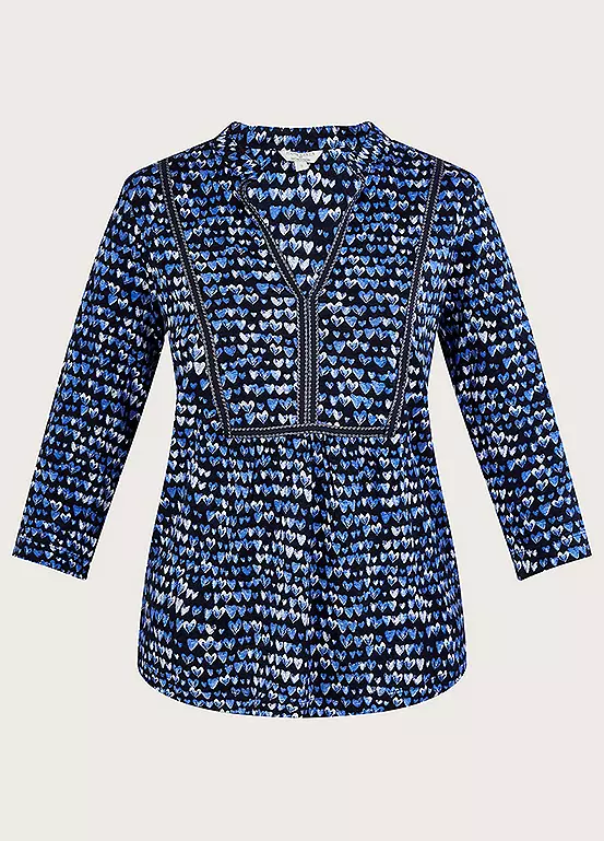 Monsoon Heart Print Linen Top 2 Monsoon Heart Print Linen Top - Image 2