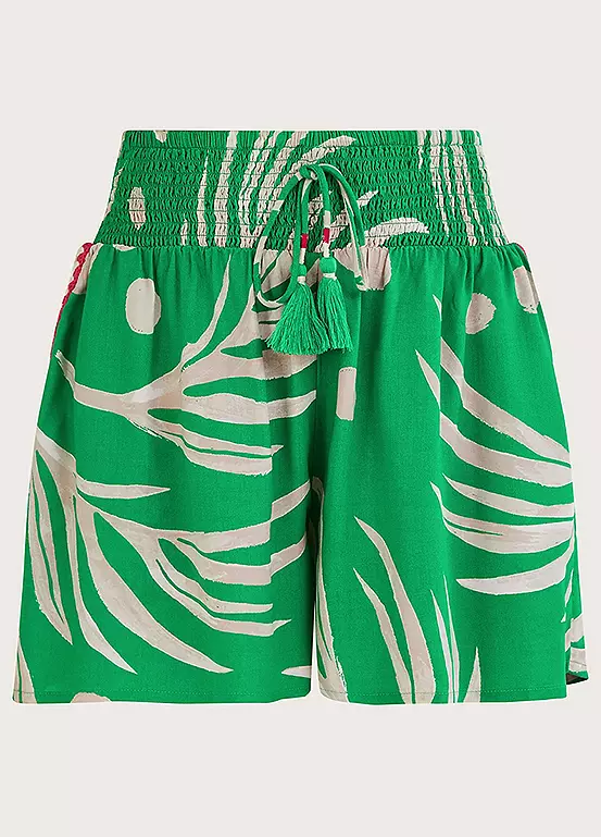 Monsoon Palm Print Crochet Trim Shorts In Lenzing Ecovero 2 Monsoon Palm Print Crochet Trim Shorts In Lenzing Ecovero - Image 2